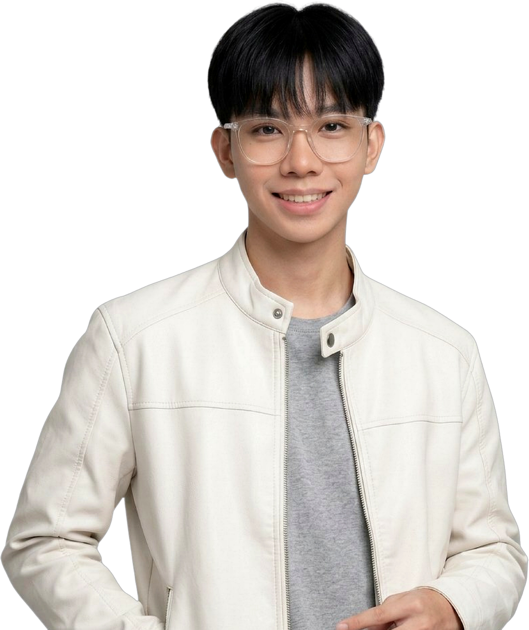 Guiller, AI receptionist systems builder, smiling in a cream jacket